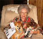 Elderly lady with two dogs