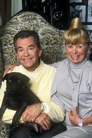 Dick Clark with wife and dog,648