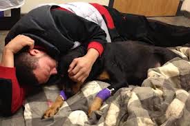 Charlie Batch cuddles a dog