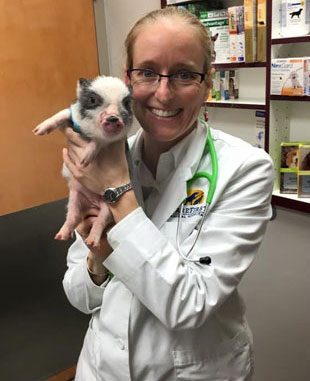 Dr. Page Wages and her weather predicting pig on Animal Radio