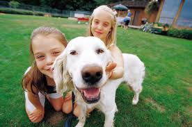 Children with dog