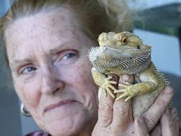 Sherrie Doleful with Bearded Dragon