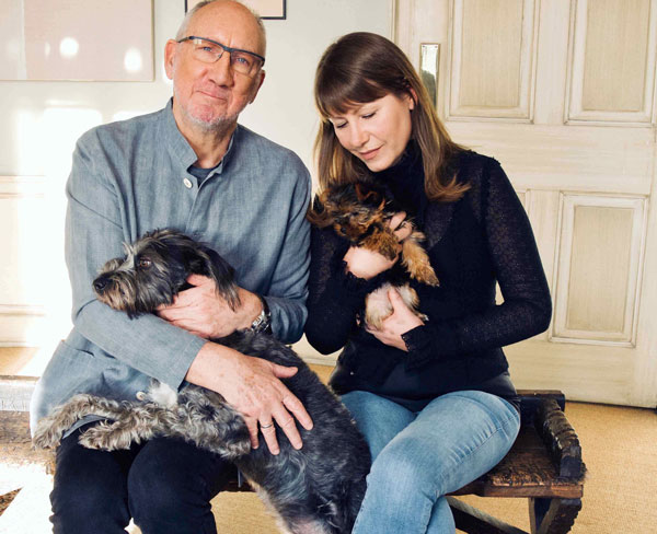 Pete Townshend and Rachel Fuller and furry family